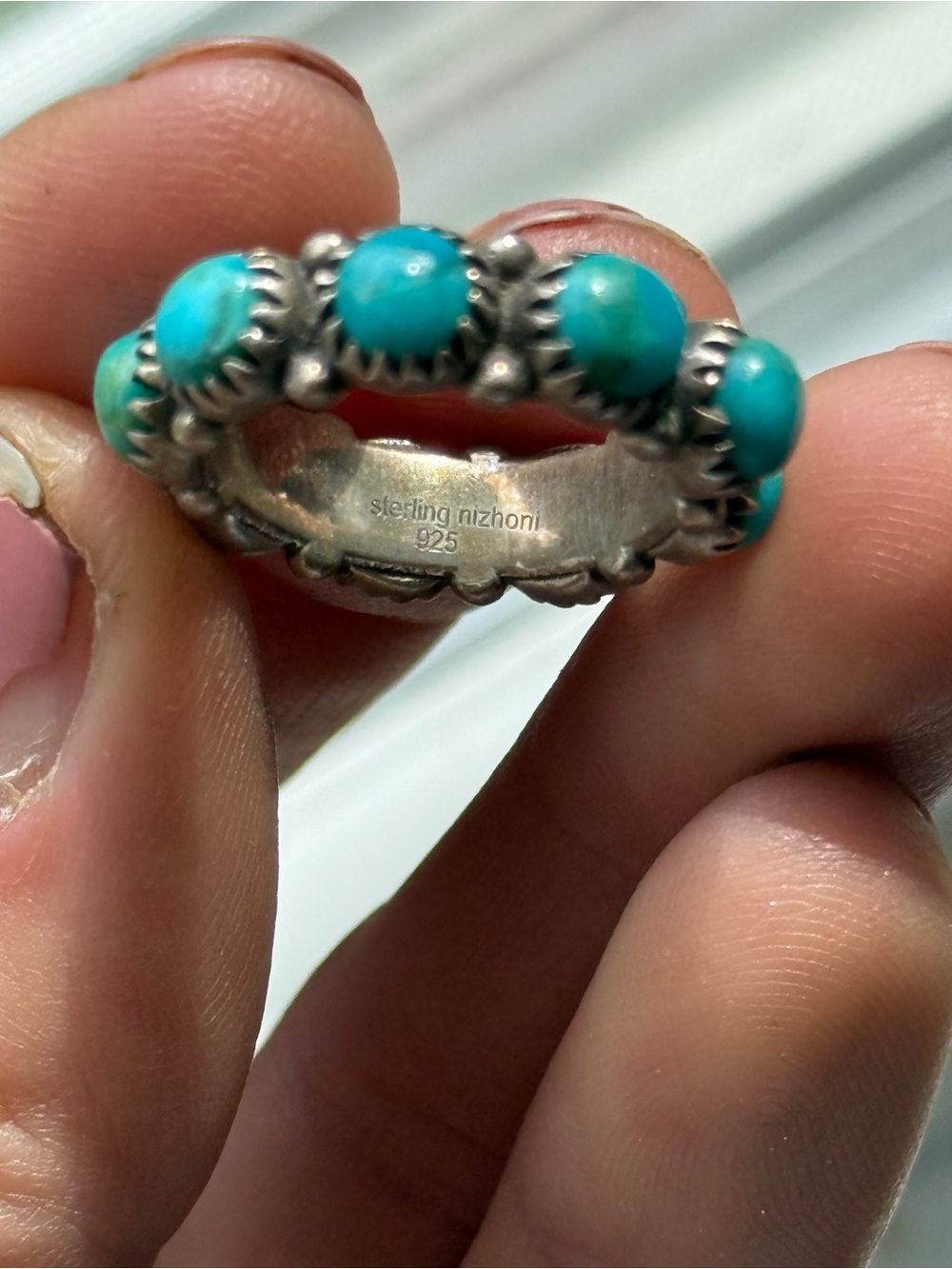 Nizhoni Sterling Turquoise Bead Ring - Blue